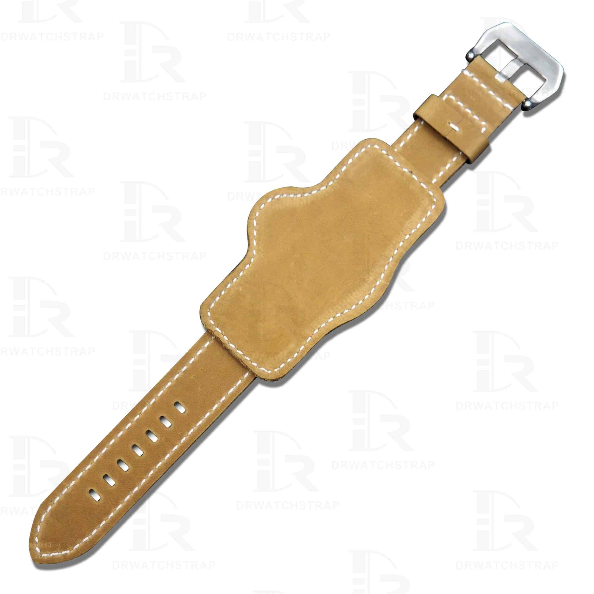 Aftermarket handmade brown Panerai suede calfskin leather watch bund Strap 22mm 24mm