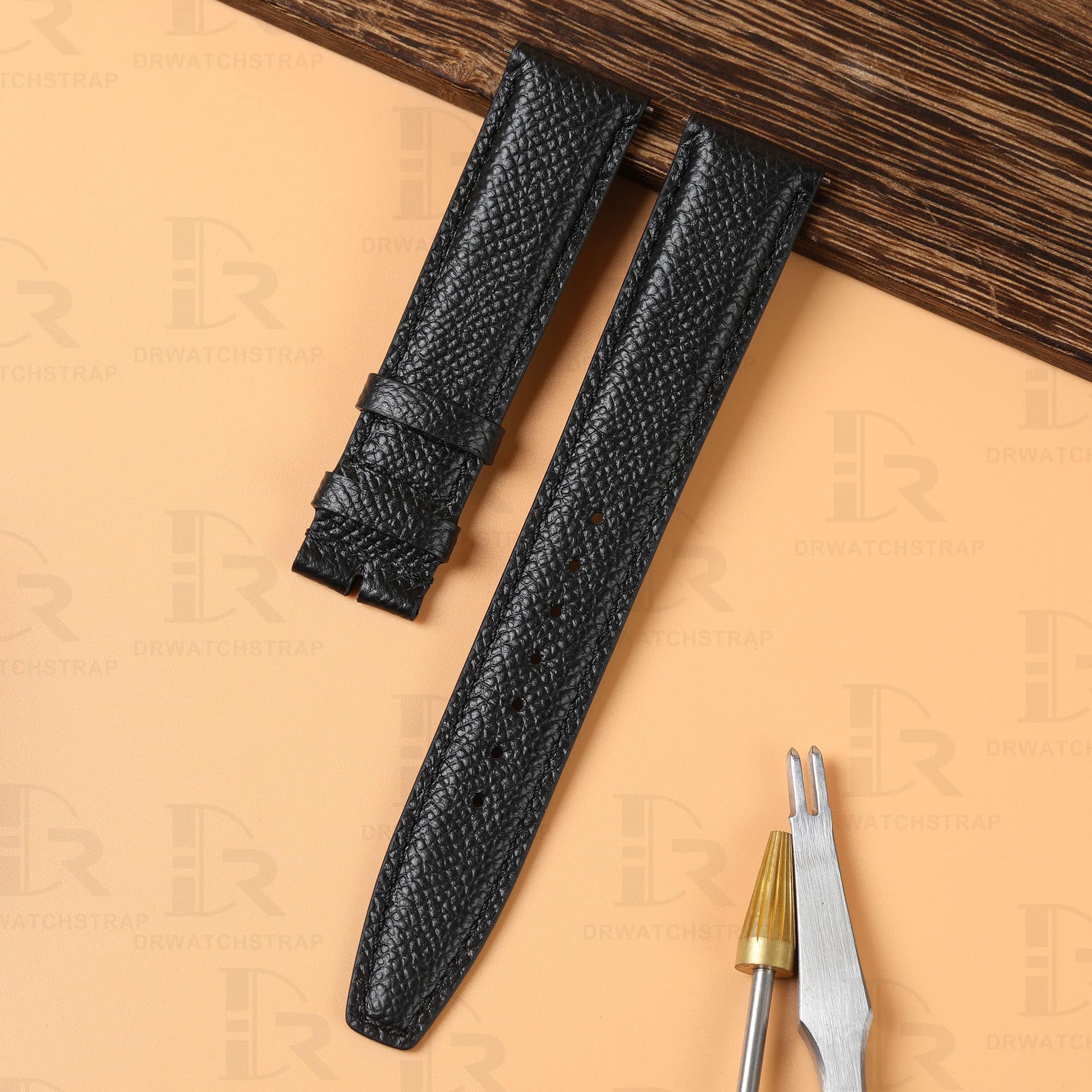 Custom handmade black Epsom leather watch band and strap replacement for IWC Big Pilot Top Gun 20mm 21mm 22mm