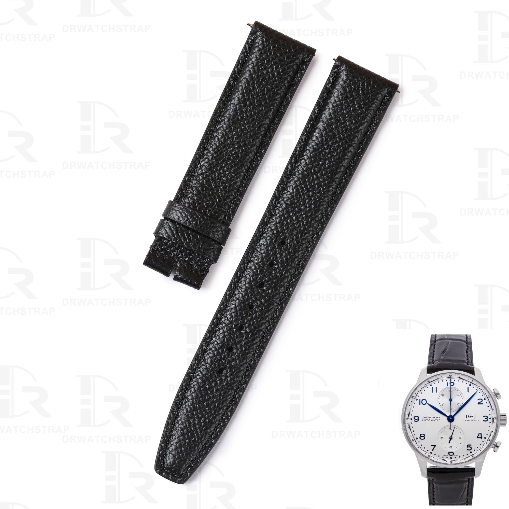 Custom handmade black Epsom leather watch band and strap replacement for IWC Big Pilot Top Gun 20mm 21mm 22mm