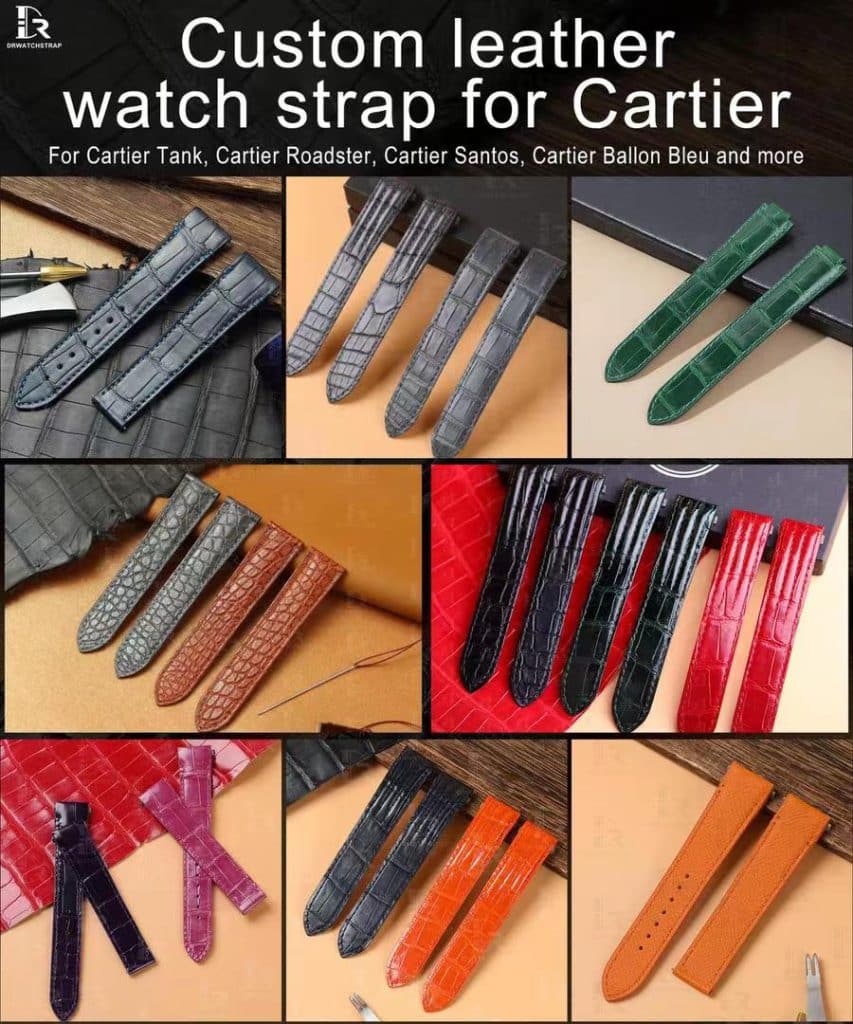 Custom leather strap for Cartier Santos Roadster watches