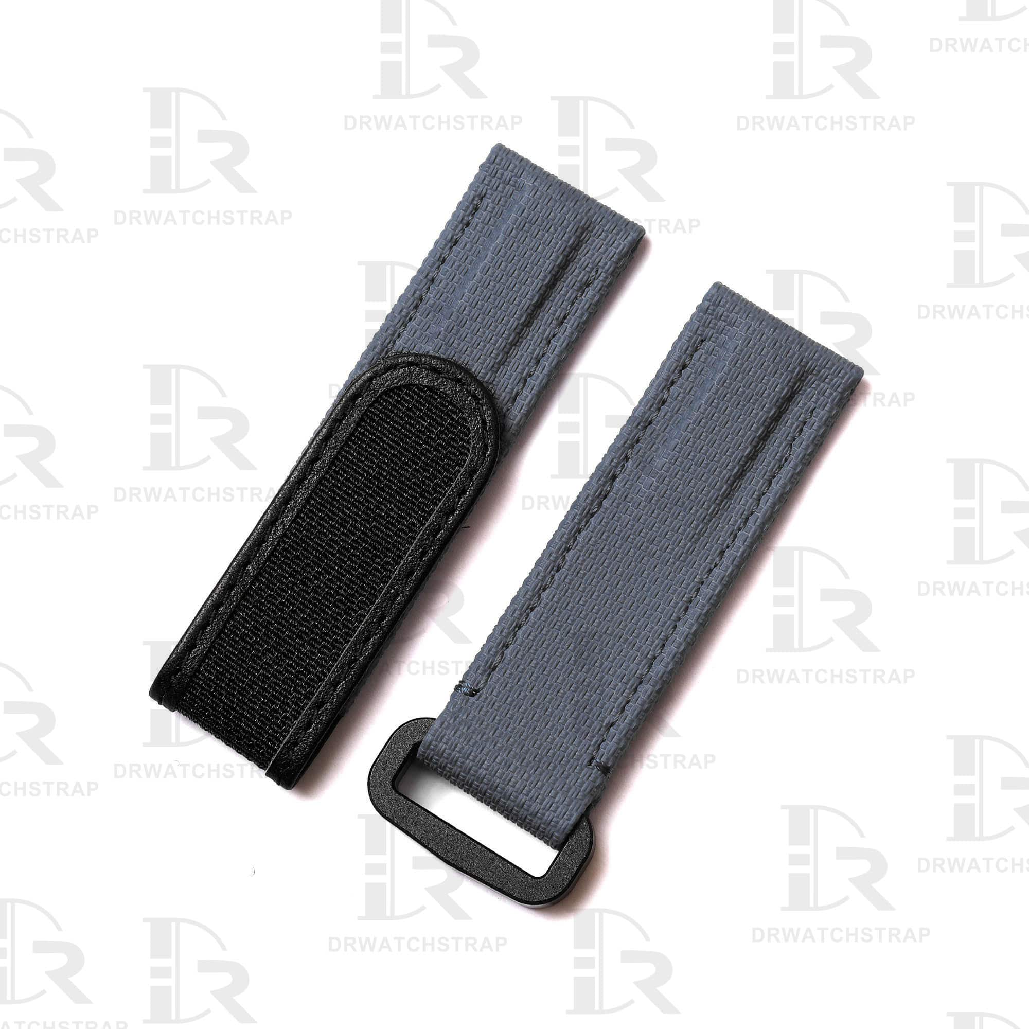 Custom replacement Dark Grey rubber canvas velcro watchbands for Rolex straps