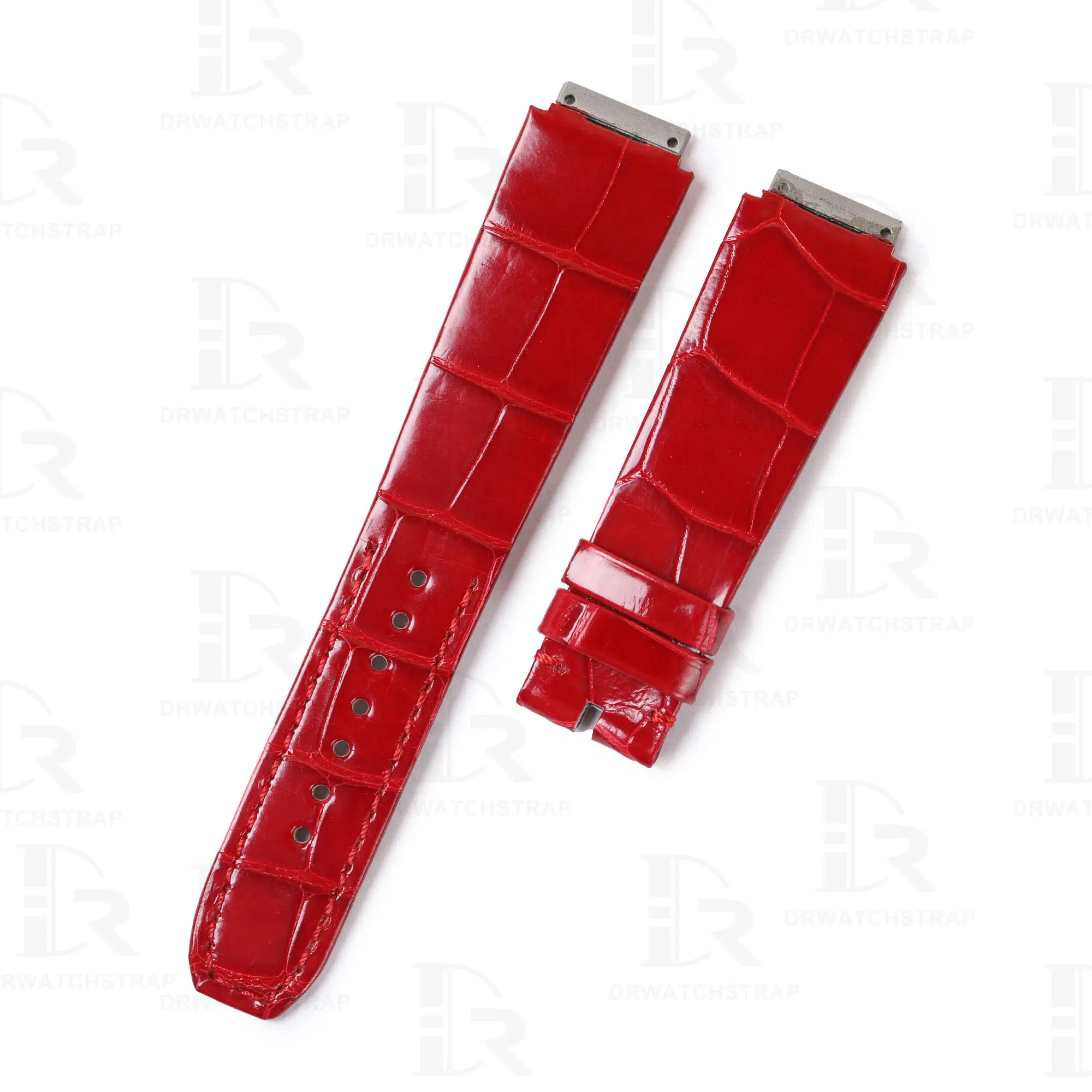 Replacement red crocodile alligator belly-scale leather straps for Richard Mille watch band