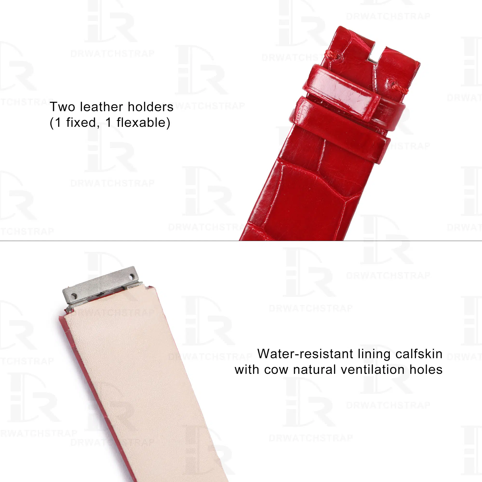 Replacement crocodile alligator belly-scale leather straps for Richard Mille watch band