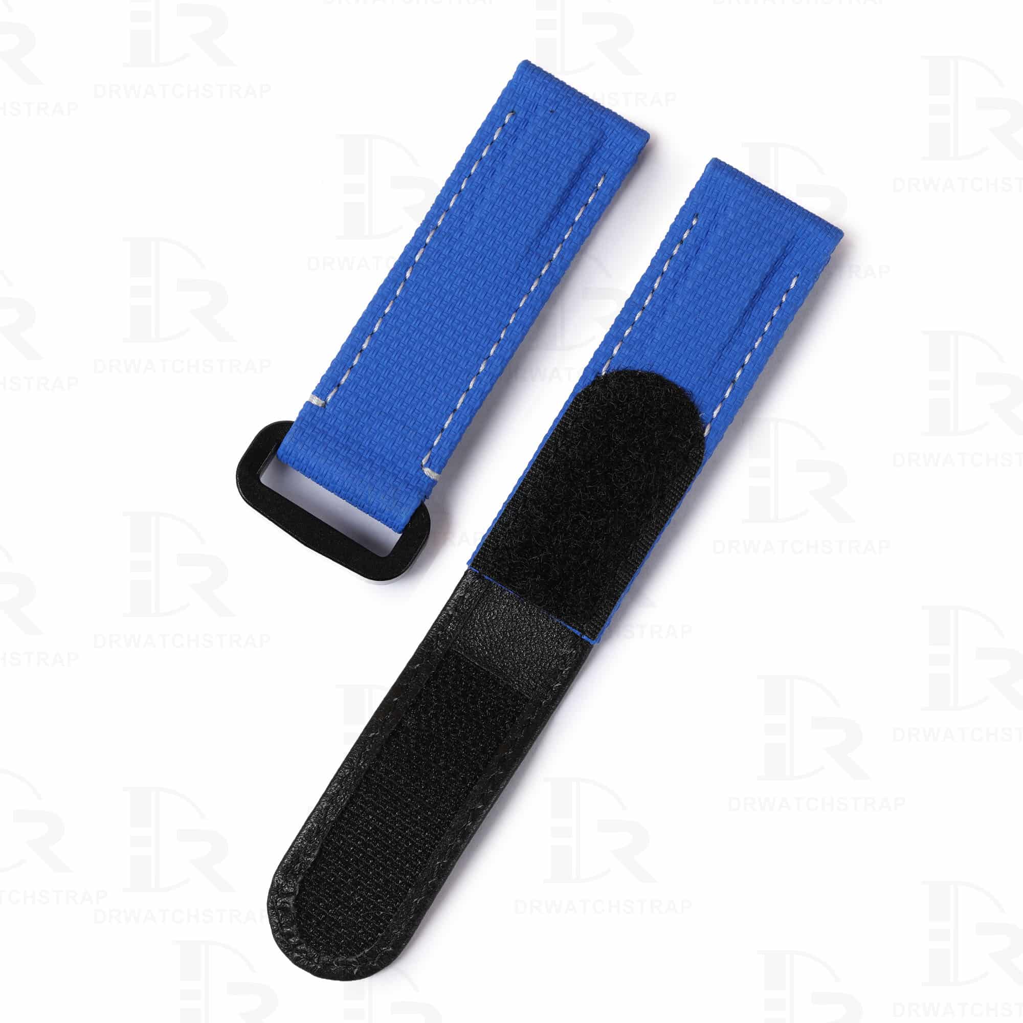 Custom canvas blue replacement velcro rubber band bracelets and watch straps 20mm for Rolex, Blancpain, Omega