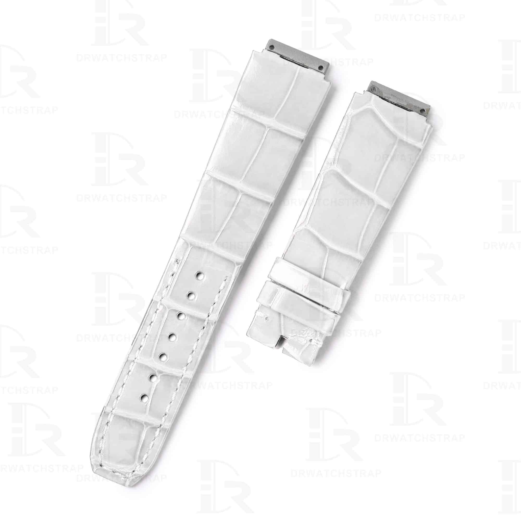 Replacement crocodile alligator belly-scale white leather straps for Richard Mille watchbands