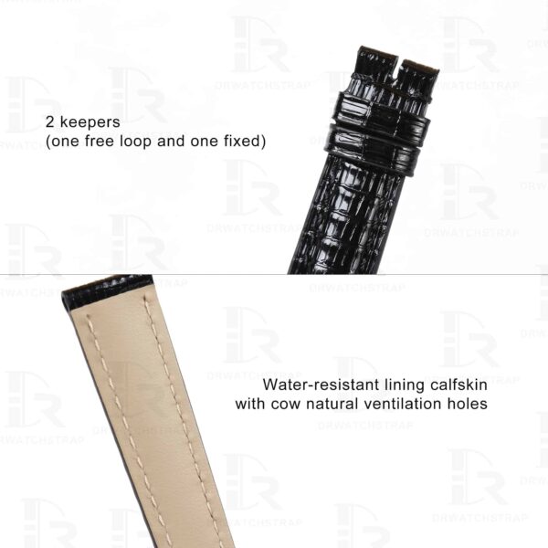 Best Lizard black replacement Cartier Tank leather strap and watch band fit for Cartier American tank, France tank, Must with pin buckle