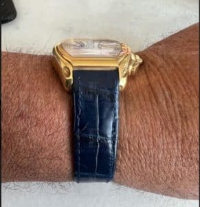 Cartier-Roadster black calfskin leather strap replacement