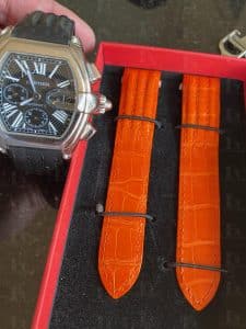 custom Cartier Roadster orange alligator watch strap (2)