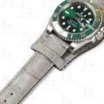 Custom gray alligator leather watch band for Rolex Cellini Time strap (3)