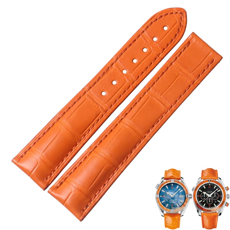Omega watch leather strap replacement alligator the best quality Omega Seamaster orange watch straps Omega Seamaster watch bands