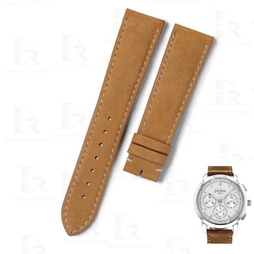 Brown calfskin leather watch straps and watch bands replacement for Glashutte Quintessentials