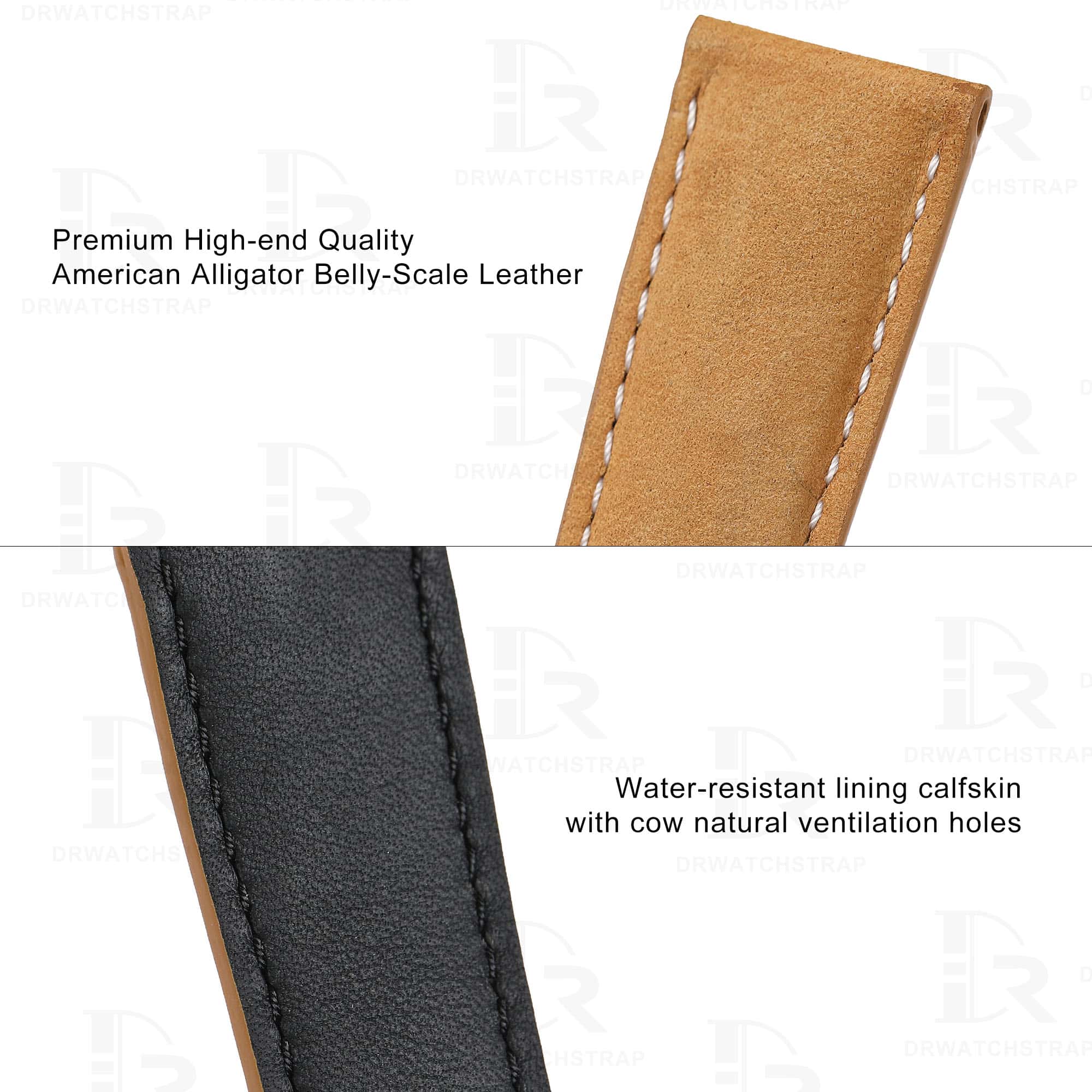 Brown calfskin leather watch straps and watch bands replacement for Glashutte Quintessentials