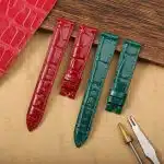 Cartier Santos strap orange red alligator leather watch band