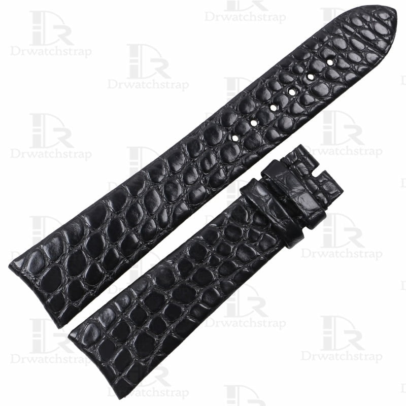 Curved end round scale leather material watch band for Girard Perragaux for sale