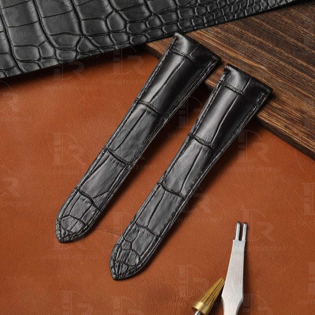 Buy custom Piaget Limelight Magic Hour Black leather watch band 20mm for sale (1)