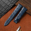 Custom blue alligator leather watch strap for Blancpain Women's Quantieme Retrograde watch