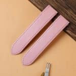 Handcrafted custom premium calf watch leather strap pink replacement watch band for Cartier Tank solo Ronde small large XL ladies men watches for sale at a low price