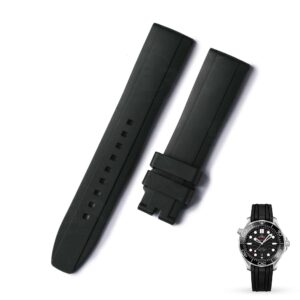 Replacement Black silicone Fluoro Rolex Rubber watch strap 19mm 20mm 21mm 22mm waterproof Men Sport watch band