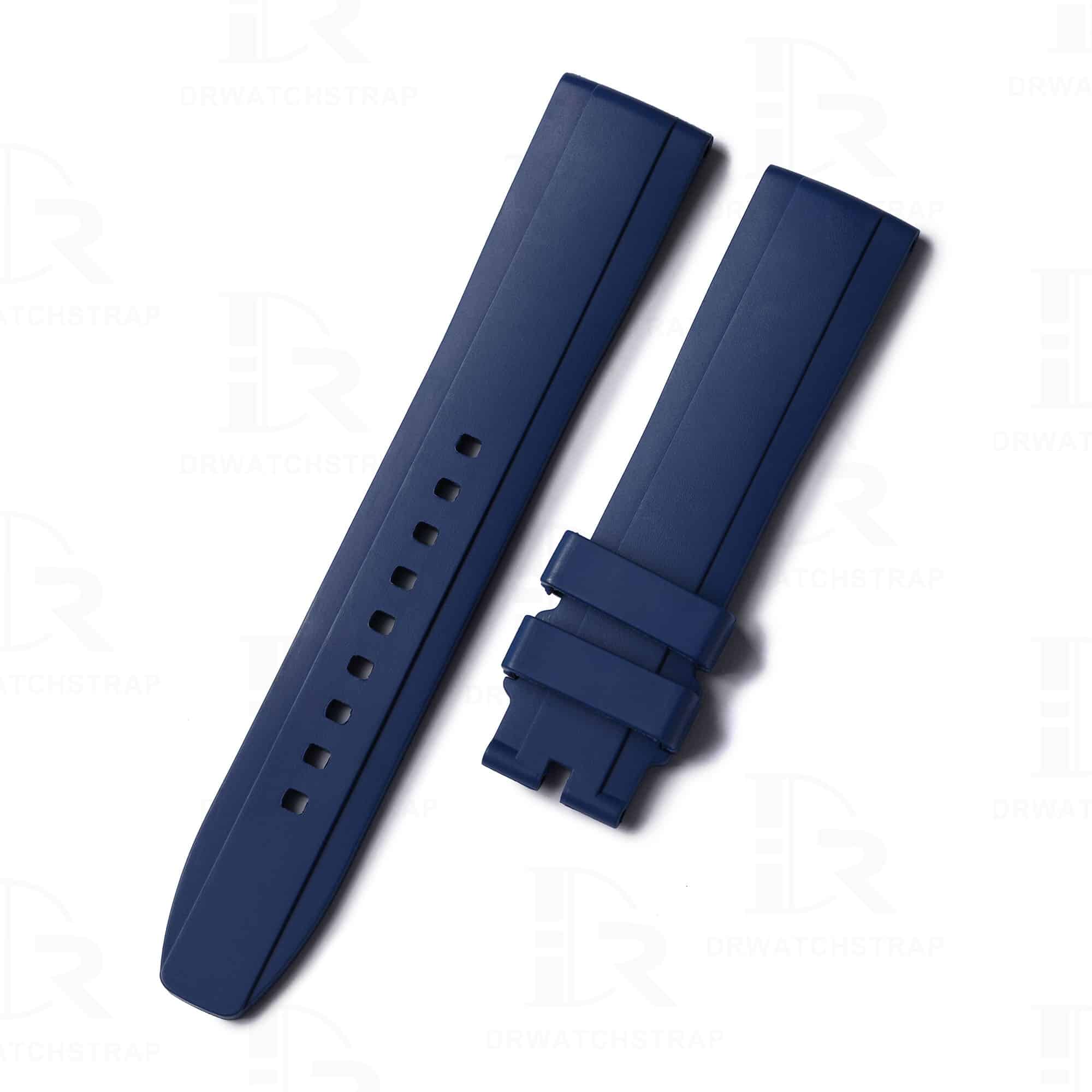 Blue silicone rubber watch strap