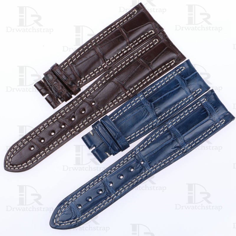 Custom watch strap for sale Jaeger LeCoultre Master Compressor band brown blue leather 21mm