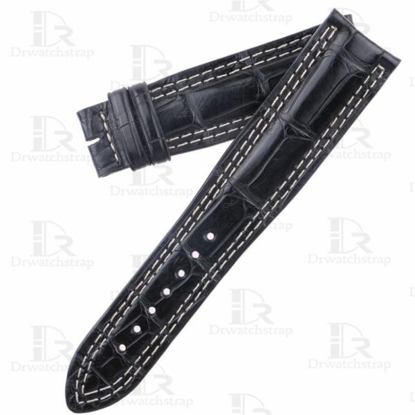 Custom watch strap for sale Jaeger LeCoultre Master Compressor band black leather 21mm