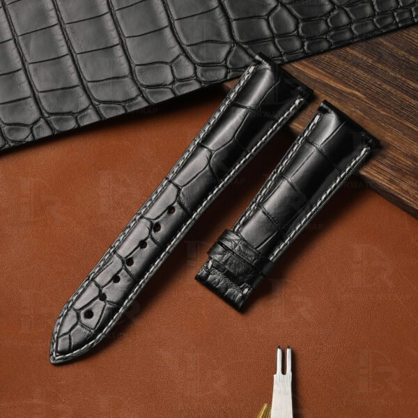 handmade replacement watchbands for Breguet Classique Moonphase Automatic 5177 5904 5967 Black leather watch straps 19mm 20mm 21mm 22mm for sale