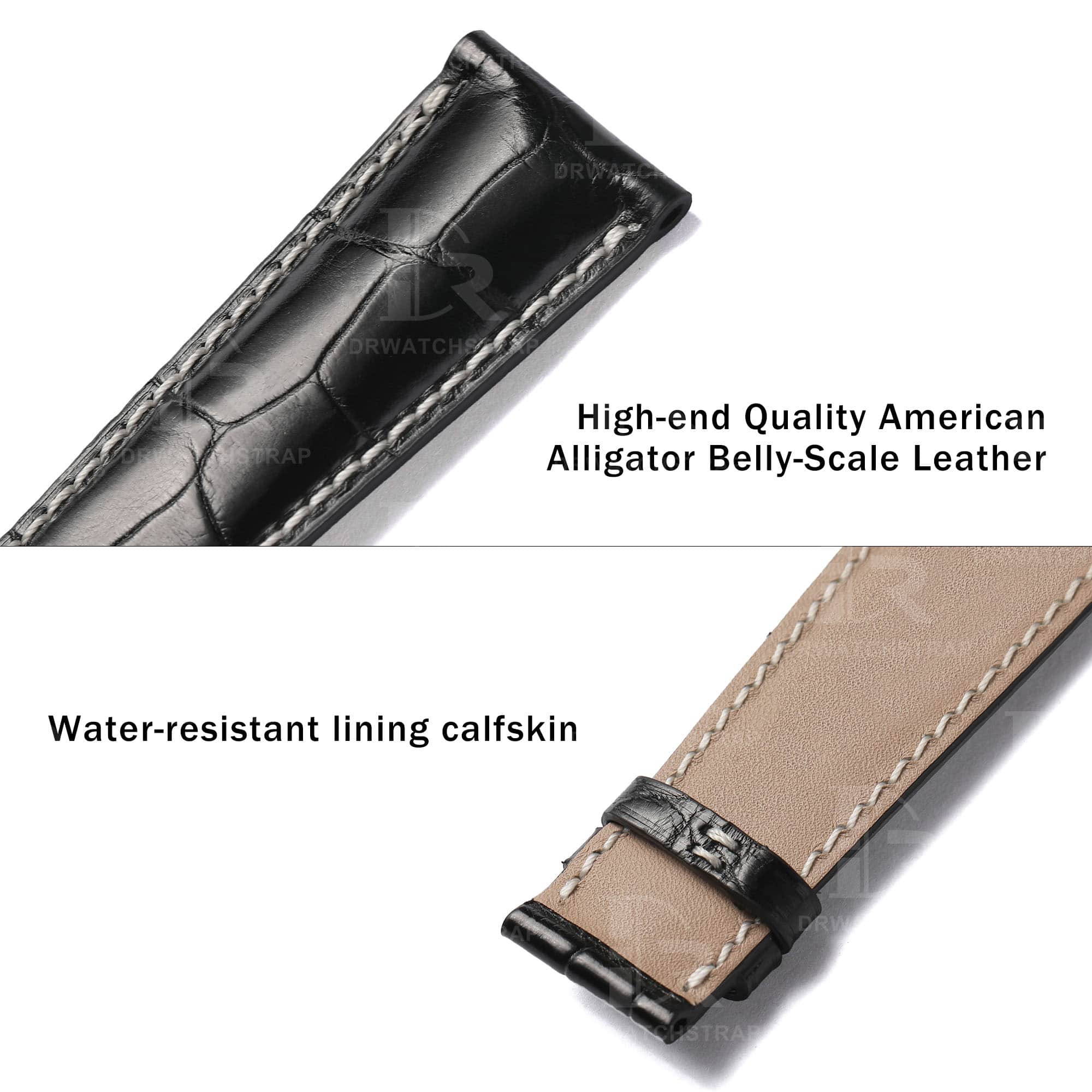 Genuine alligator material and premium calfskin leather buttom material