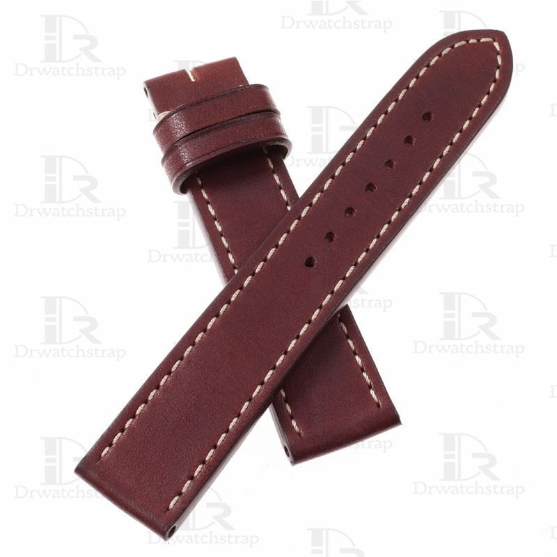 100% handmade leather strap with white stitching color