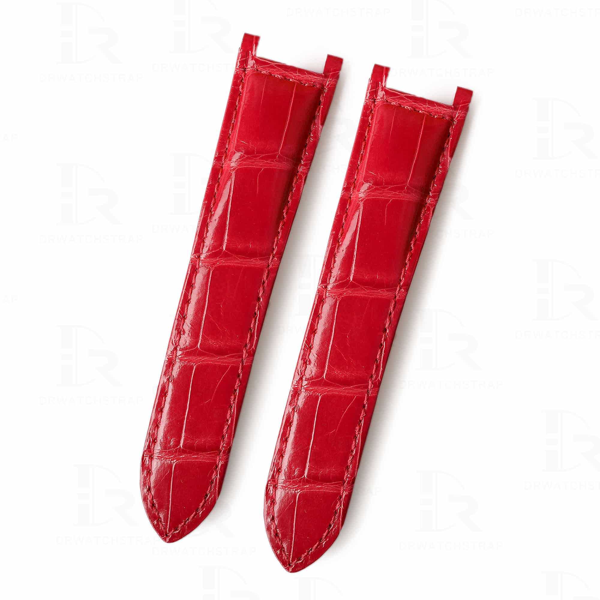 100% handmade red genuine OEM custom double-folded alligator crocodile leather strap and watch band replacement for Cartier Pasha De watches online - Shop the high-end quality Belly-scale bespoke leathr straps and watchbands online from DR Watchstrap onine at a low price