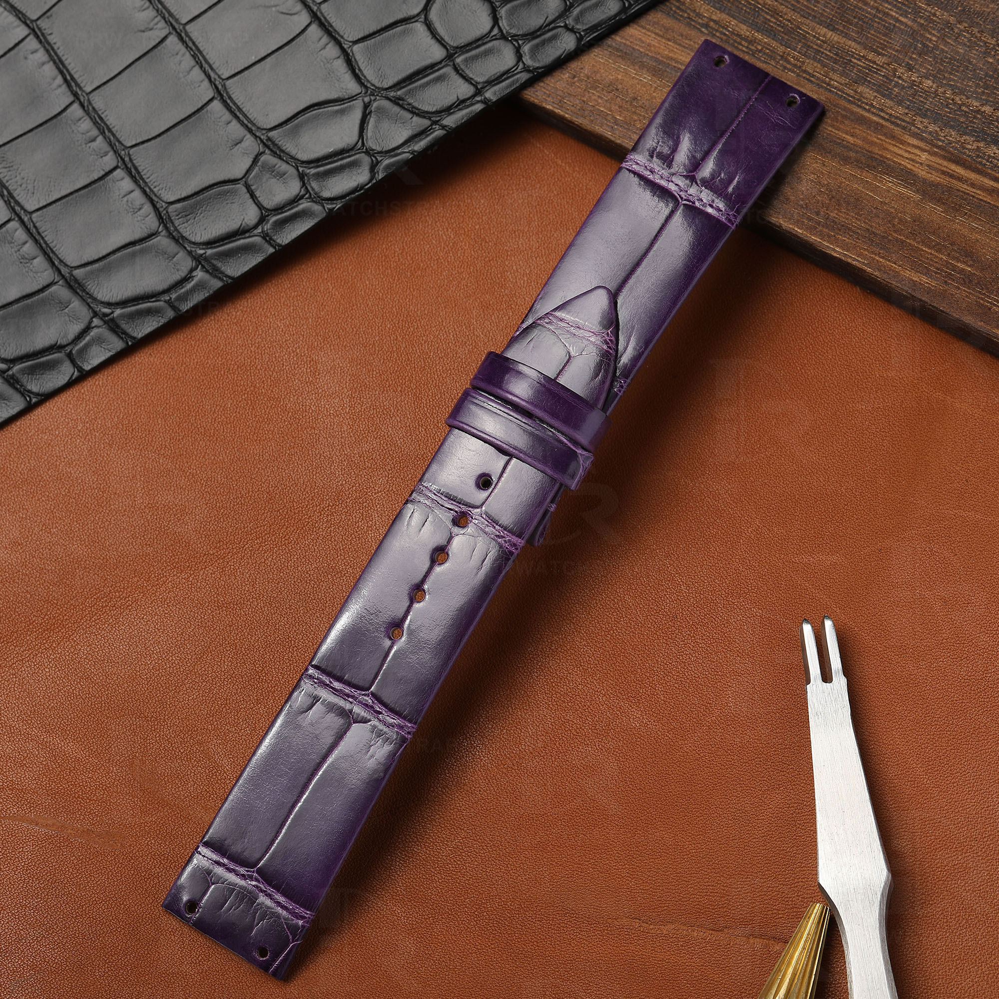 buy custom Piaget Limelight Magic Hour Purple leather watchstraps 20mm for sale (1)