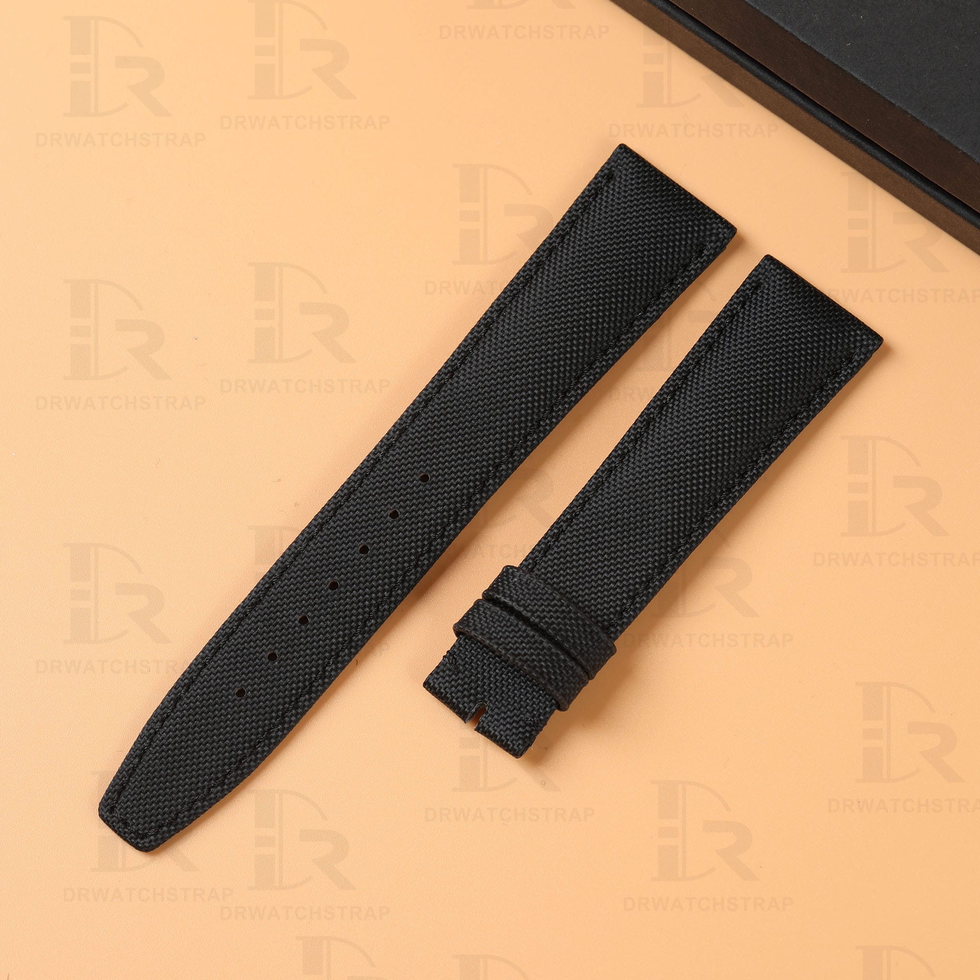 Buy custom IWC Black canvas watch strap 16mm 18mm 20mm 22mm for IWC Portofino / Portuguese / Big Pilot's, replacement watch band for sale