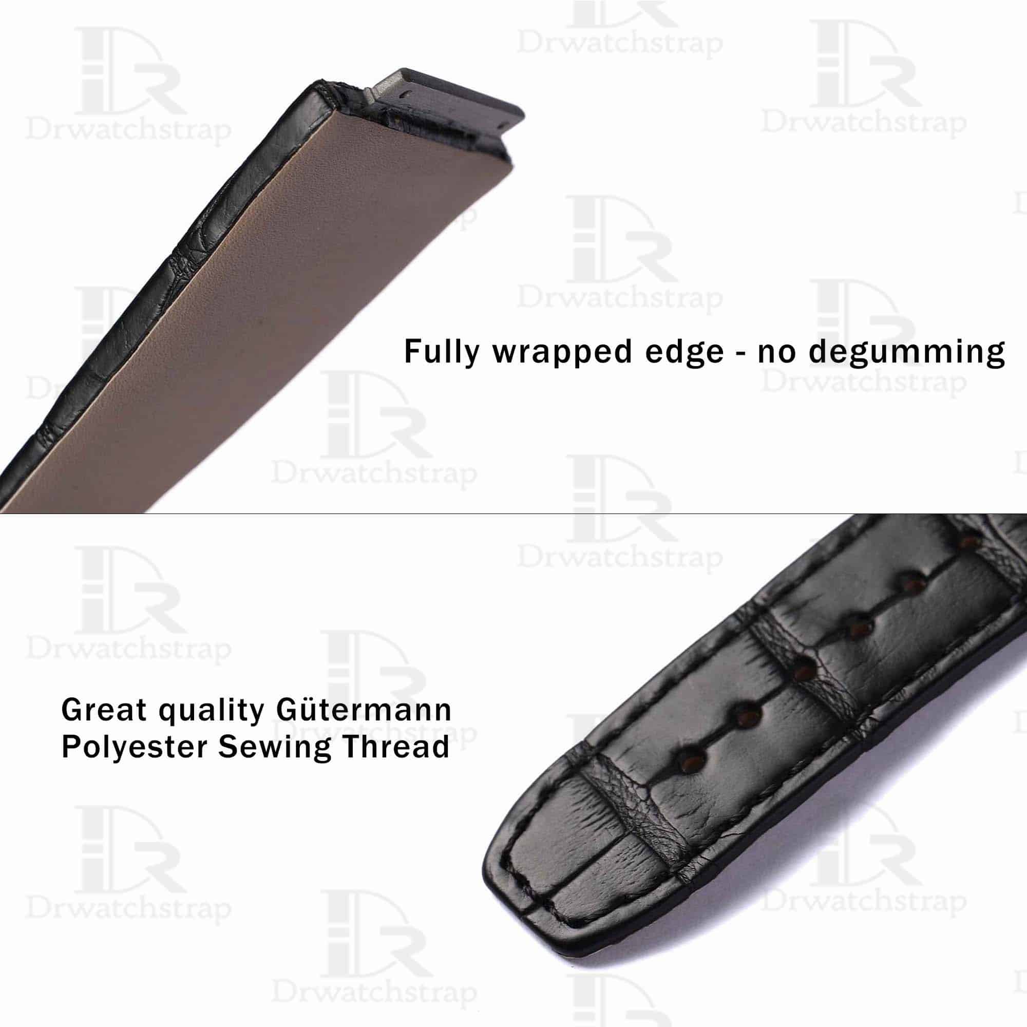 Custom Richard Mille RM 016 Black leather watchstraps watch band replacement for sale (3)