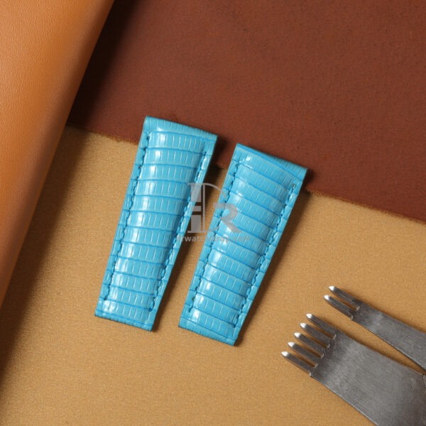 Custom Sky blue Lizard leather watch strap Replacement for Rolex daytona (1)
