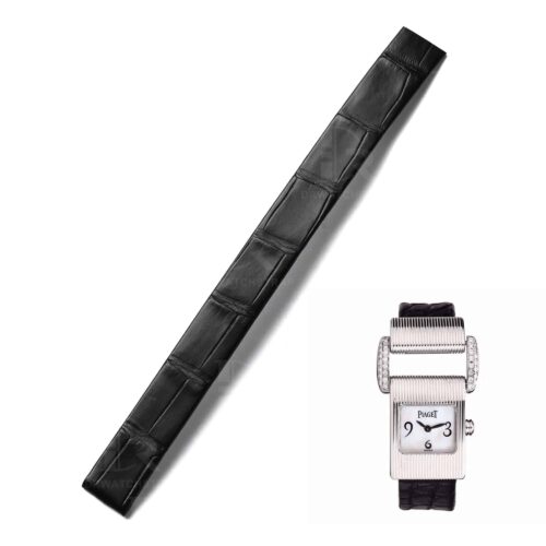Custom Amerian alligator black leather watch straps replacement for Piaget Miss Protocole luxury watch Custom Amerian alligator black leather watch straps replacement for Piaget Miss Protocole luxury watch