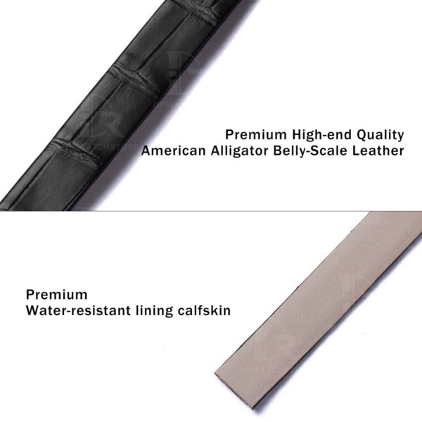 Genuine alligator leather and water-resistant premium calfskin linning material