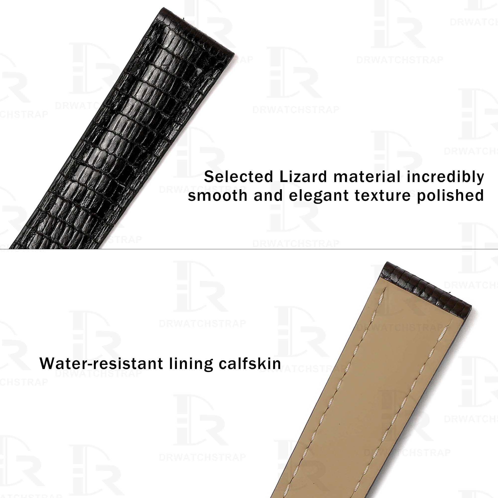 Best quality lizard leather watchband for Cartier Tank