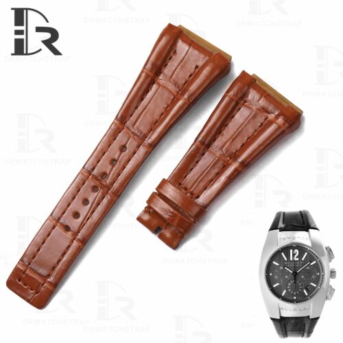 Custom replacement alligator leather watch band for Bvlgari Ergon chronograph watch Custom alligator Leather Strap for Bvlgari Ergon