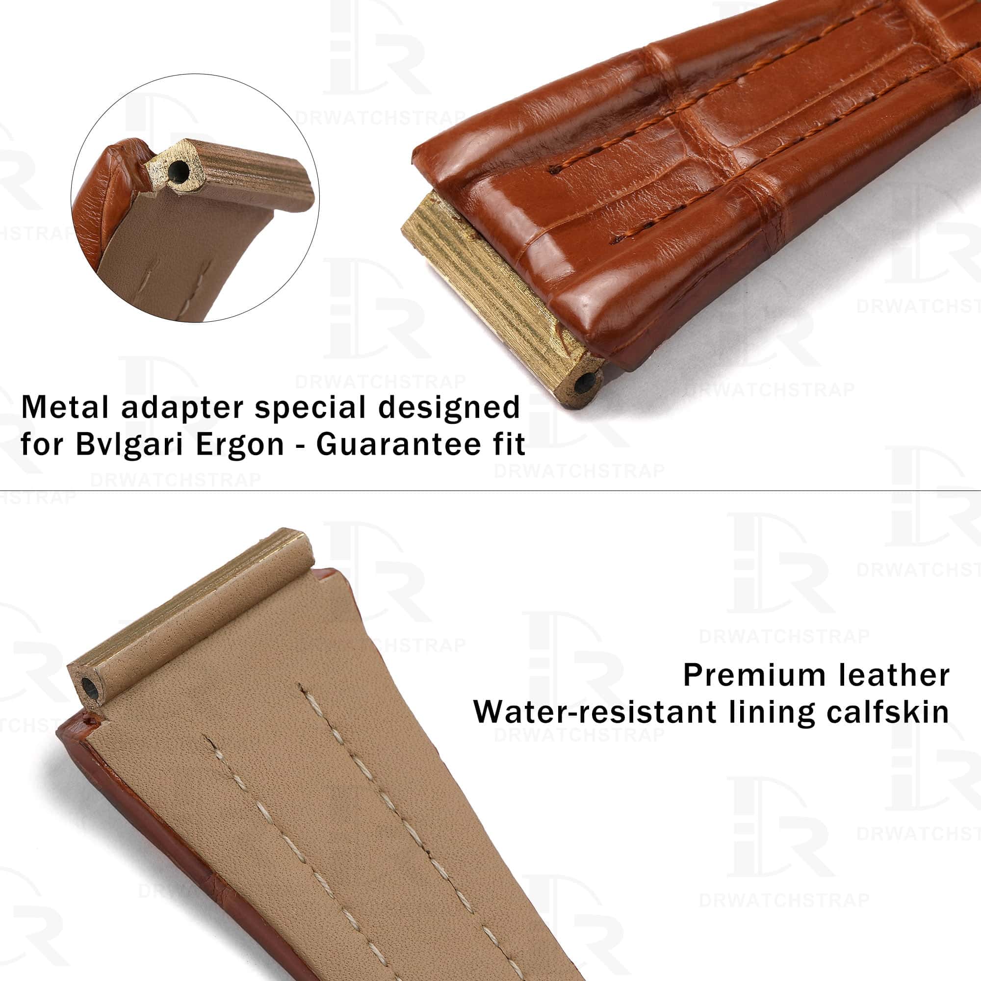 Water-resistant calfskin leather and Special Mental designed for Bvlgari Ergon