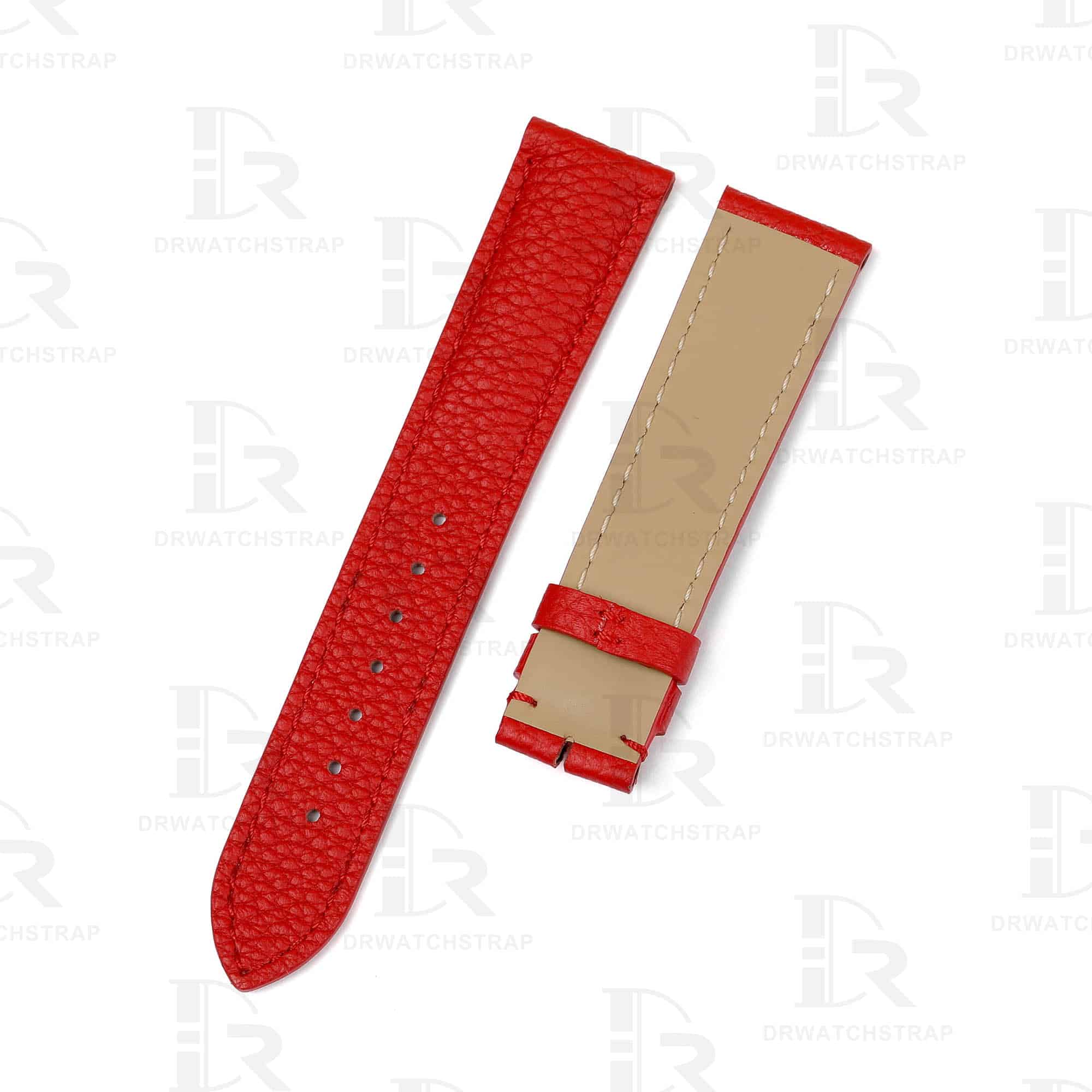 Premium Red Epsom leather watch strap replcament for Cartier Tank & Ronde Solo