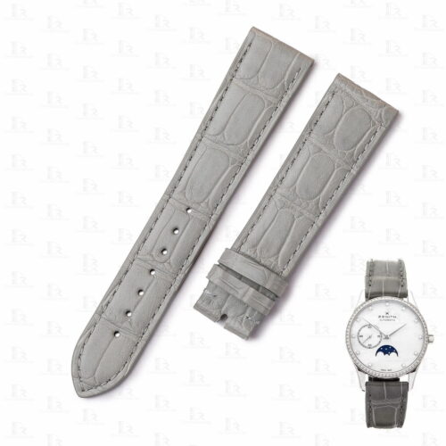 Zenith El Primero Chronomaster Elite Ultra Thin Lady Moonphase gray alligator leather watch band replacement