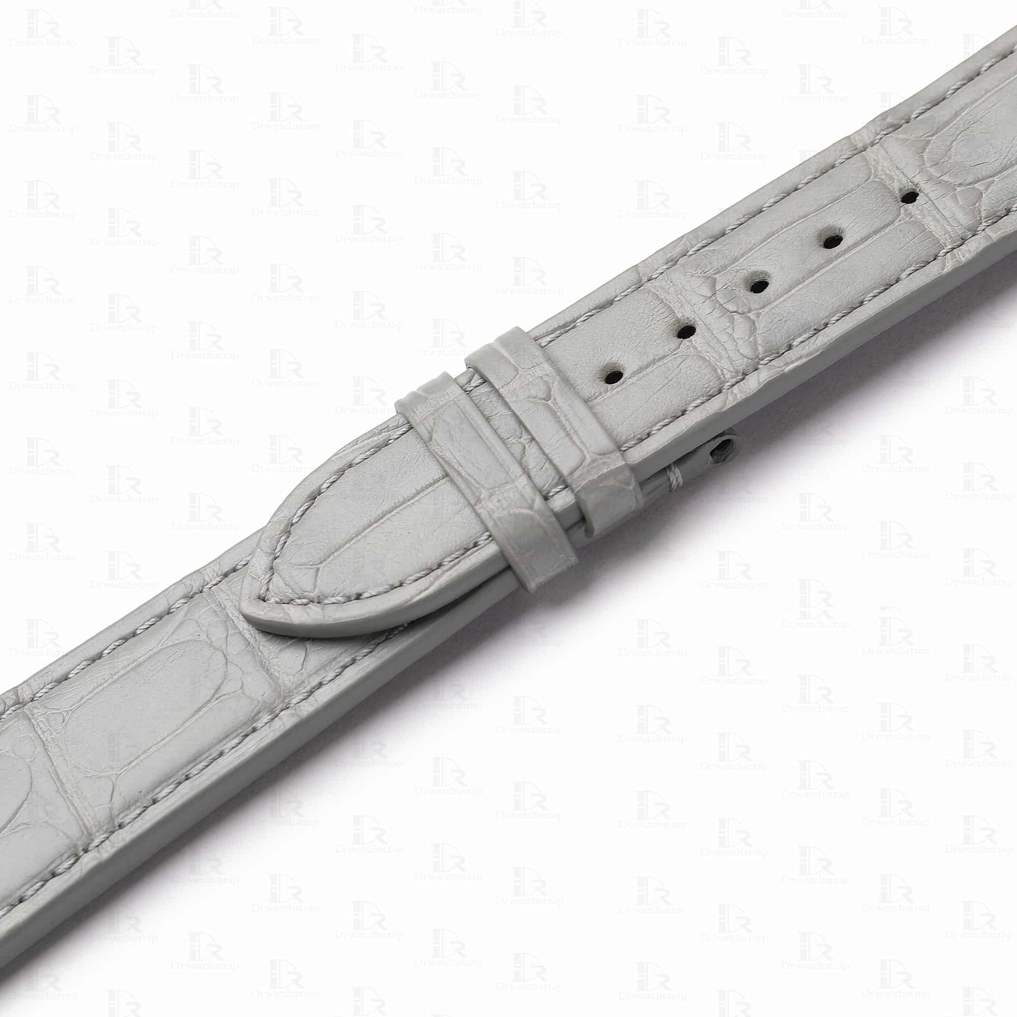 Custom Gray alligator leather watch band replacement for Zenith El Primero Chronomaster Elite Ultra Thin Lady Moonphase