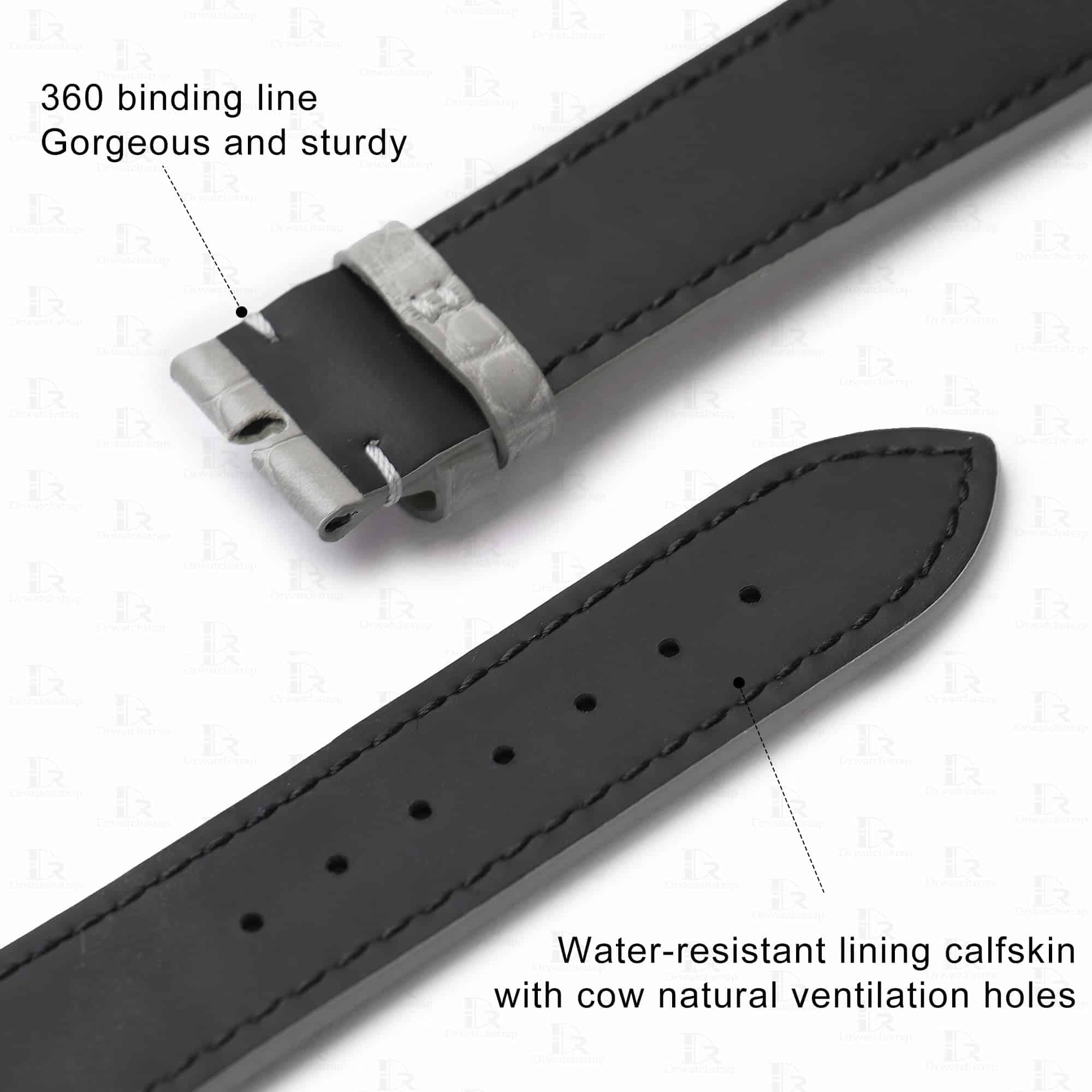 Zenith watch bands have black bottom lining