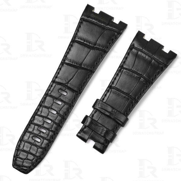 Buy custom Audemars Piguet GMT Perpetual Calendar Black leather strap 23mm 26mm 28mm 30mm handmade for sale