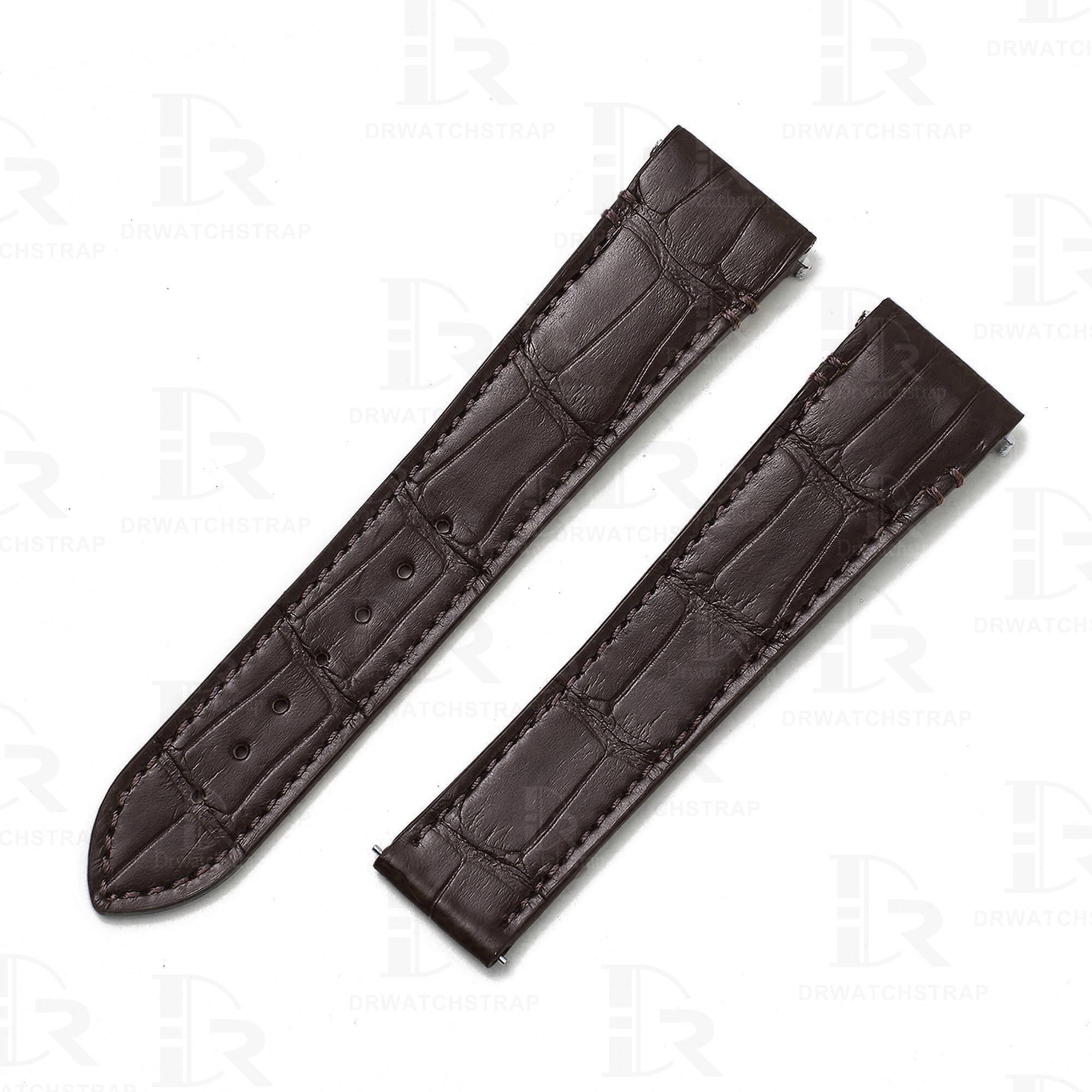 Brown alligator leather watch strap for Cartier Santos
