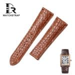 Buy Custom Cartier Tank & Ronde Solo alligator round scale Brown leather double watch strap (1)