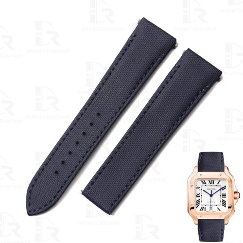 Custom Quickswitch replacement blue Canvas nylon leather watch strap watch band for Cartier Santos Medium 35mm Large 40mm watch Custom Quickswitch replacement blue Canvas nylon leather watch strap watch band for Cartier Santos Medium 35mm Large 40mm watch