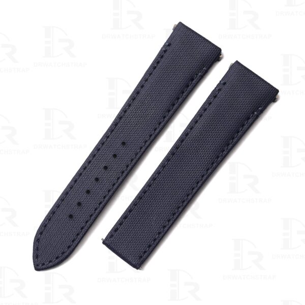 Custom Quickswitch replacement blue Canvas nylon leather watch strap & watch bands for Cartier Santos Medium 35mm Large 40mm watch
