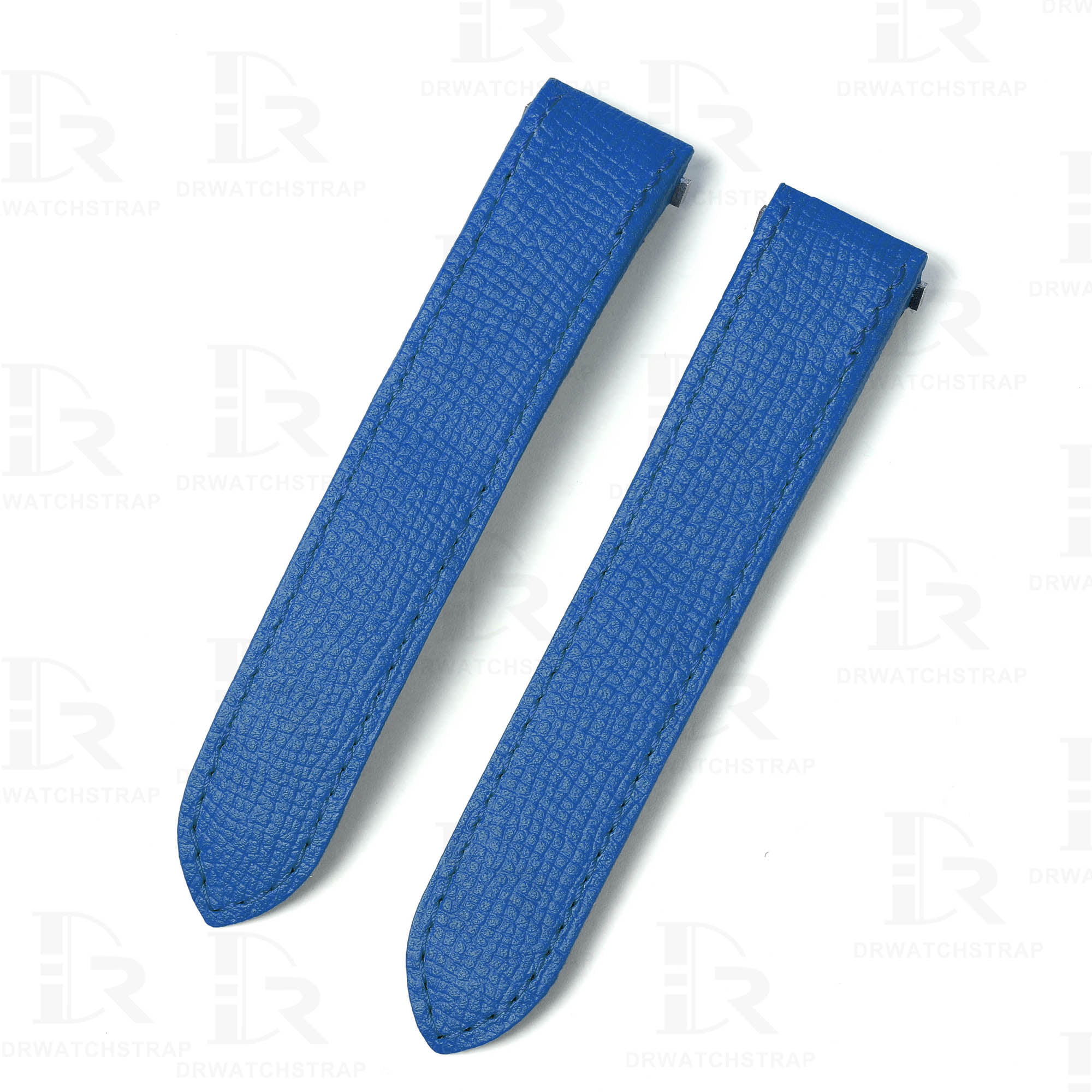 Blue Epsom leather watch strap replacement for Cartier Roadster