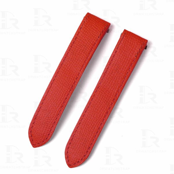 Red Epsom leather watch strap replacement for Cartier Roadster