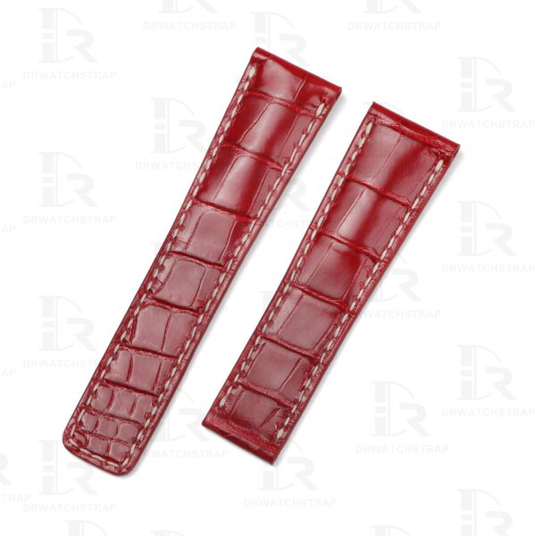 Custom alligator Red leather watch strap 20mm 22mm for Breitling Navitimer